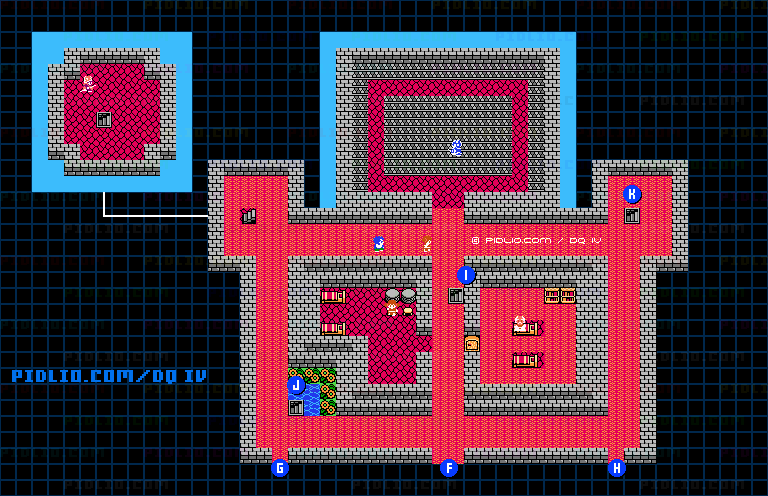 キングレオ城・城内2F・3Fのマップ画像 ／ FC版ドラゴンクエストIV攻略 ─ pidlio.com