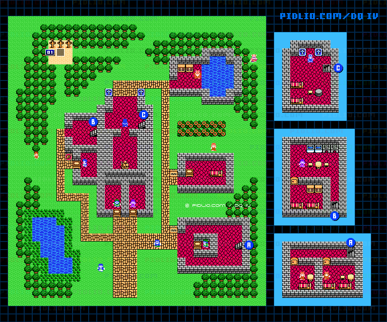 アネイルの町のマップ画像 ／ FC版ドラゴンクエストIV攻略 ─ pidlio.com