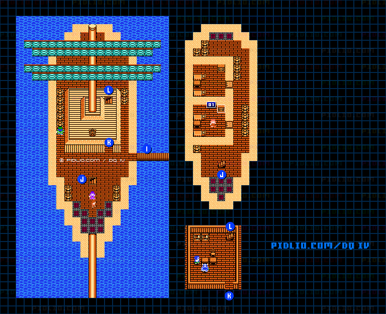 コナンベリーの町・港の船2のマップ画像 ／ FC版ドラゴンクエストIV攻略 ─ pidlio.com