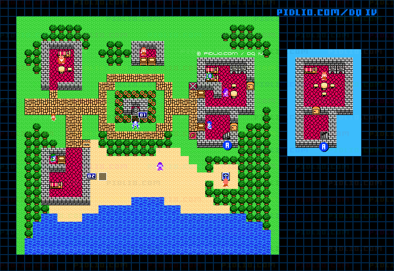 海辺の村のマップ画像 ／ FC版ドラゴンクエストIV攻略 ─ pidlio.com