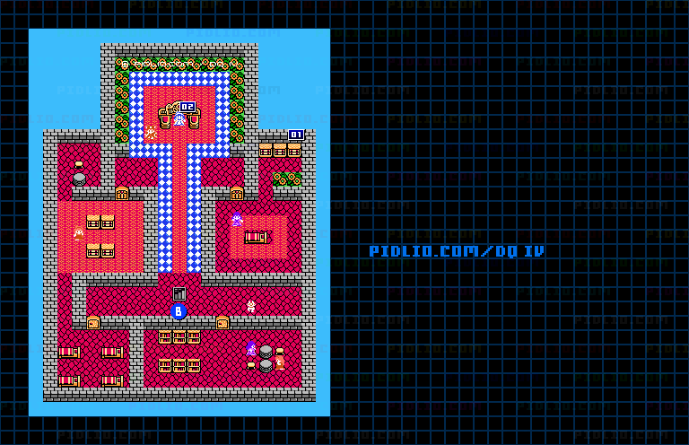 ガーデンブルグ城・女王の間のマップ画像 ／ FC版ドラゴンクエストIV攻略 ─ pidlio.com