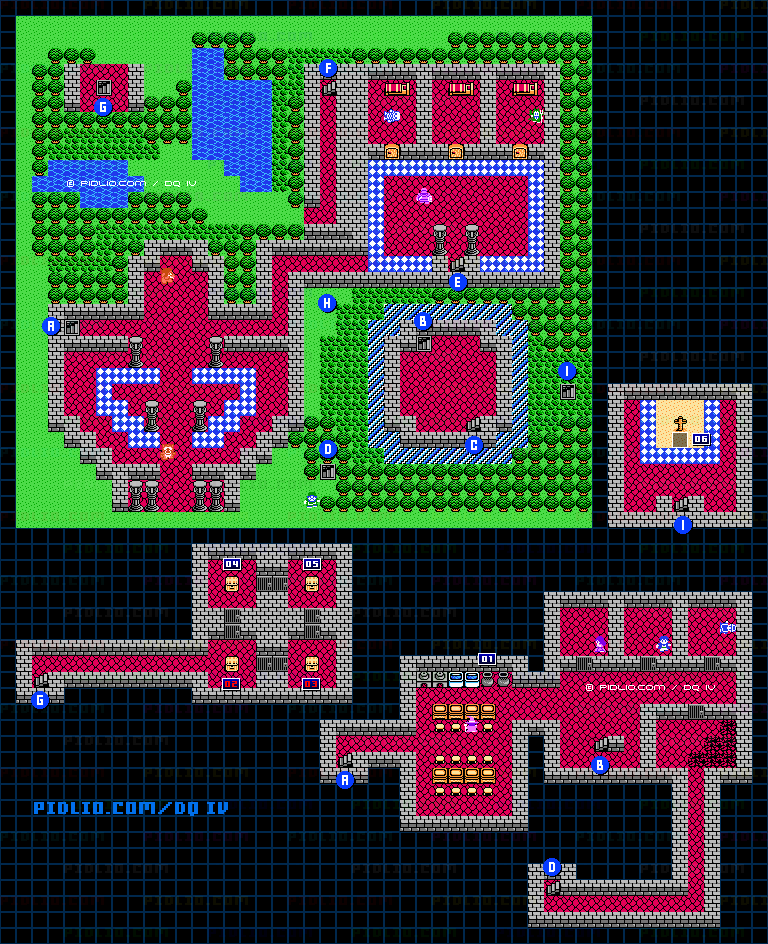デスパレス1F・地下のマップ画像 ／ FC版ドラゴンクエストIV攻略 ─ pidlio.com