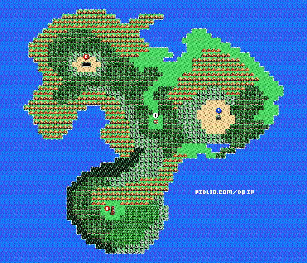 ゴットサイドのワールドマップ画像 ／ FC版ドラゴンクエストIV攻略 ─ pidlio.com