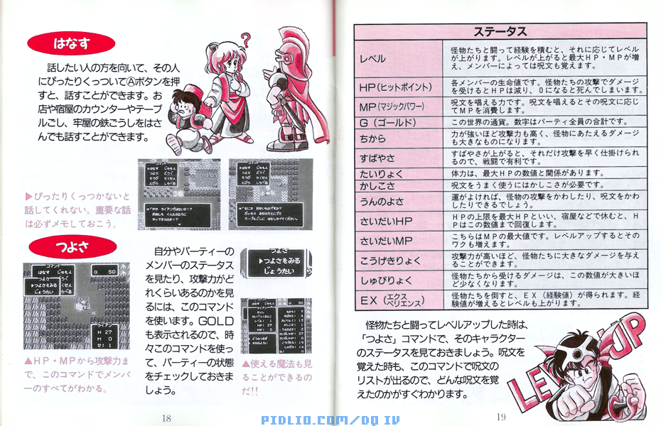 FC版ドラクエ4の預言説明書 P18-P19 ／ ドラゴンクエストIV攻略