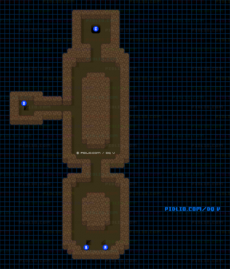 ドワーフの洞窟B2のマップ画像 ／ SFC版ドラゴンクエストV攻略 ─ pidlio.com