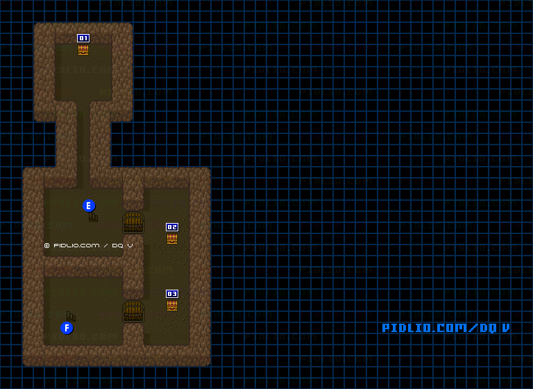 ドワーフの洞窟B4のマップ画像 ／ SFC版ドラゴンクエストV攻略 ─ pidlio.com