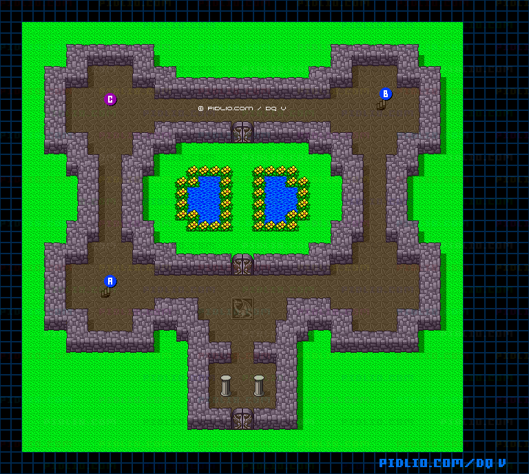 神の塔1Fのマップ画像 ／ SFC版ドラゴンクエストV攻略 ─ pidlio.com