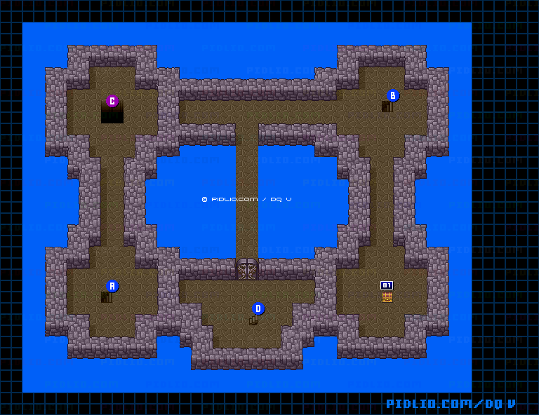 神の塔2Fのマップ画像 ／ SFC版ドラゴンクエストV攻略 ─ pidlio.com