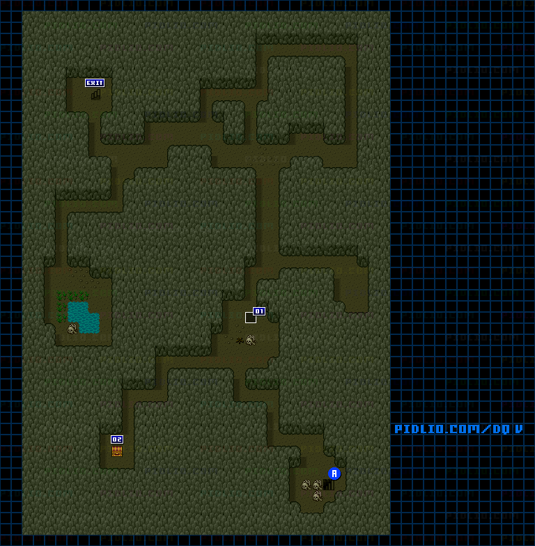 魔物のすみかB1のマップ画像 ／ SFC版ドラゴンクエストV攻略 ─ pidlio.com