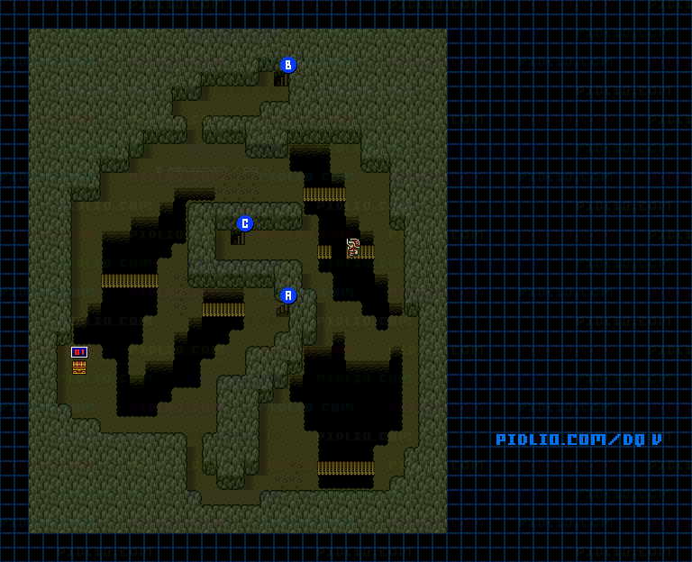 魔物のすみかB2のマップ画像 ／ SFC版ドラゴンクエストV攻略 ─ pidlio.com