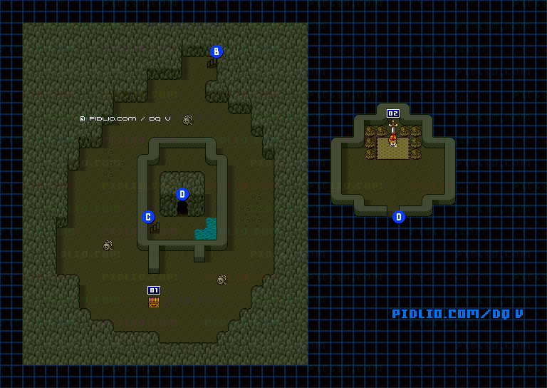 魔物のすみかB3のマップ画像 ／ SFC版ドラゴンクエストV攻略 ─ pidlio.com