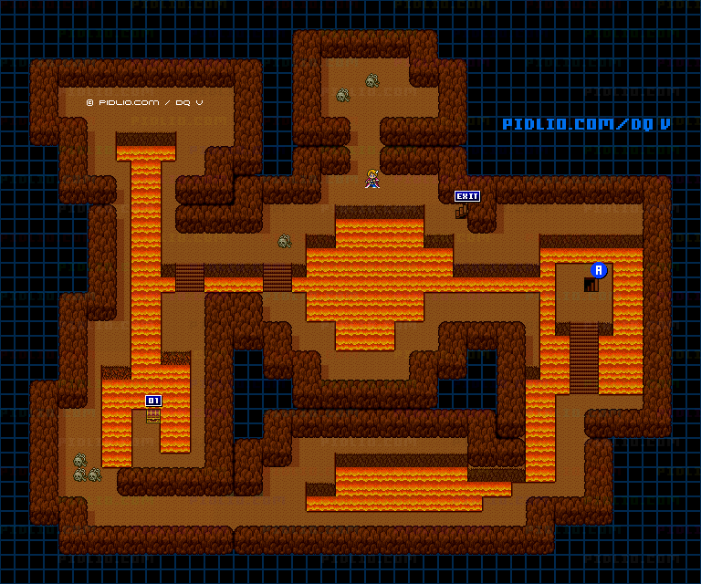 死の火山B1のマップ画像 ／ SFC版ドラゴンクエストV攻略 ─ pidlio.com