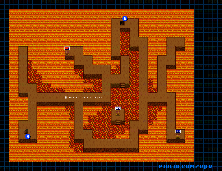 死の火山B2のマップ画像 ／ SFC版ドラゴンクエストV攻略 ─ pidlio.com