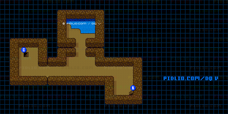 滝の洞窟B3のマップ画像 ／ SFC版ドラゴンクエストV攻略 ─ pidlio.com