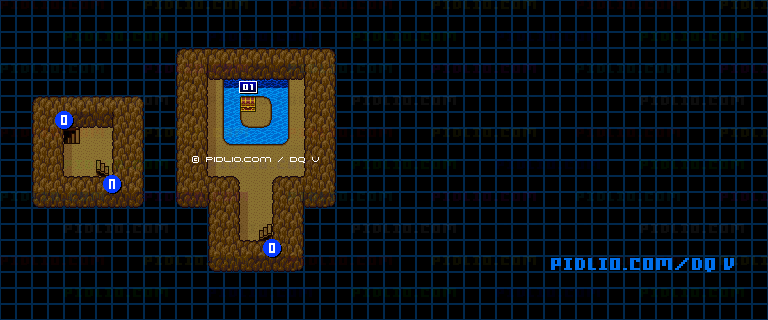 滝の洞窟B8・B9のマップ画像 ／ SFC版ドラゴンクエストV攻略 ─ pidlio.com