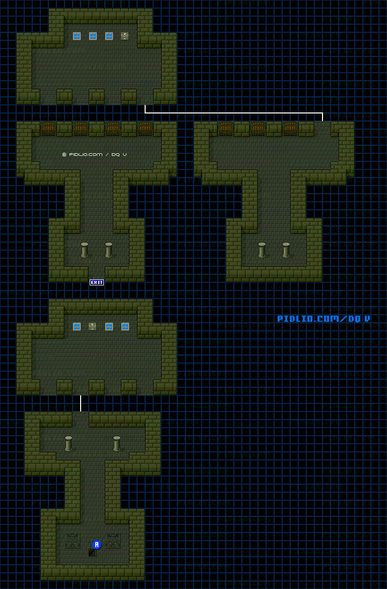 試練の洞窟1Fのマップ画像 ／ SFC版ドラゴンクエストV攻略 ─ pidlio.com