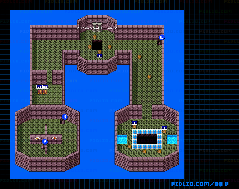 デモンズタワー8Fのマップ画像 ／ SFC版ドラゴンクエストV攻略 ─ pidlio.com
