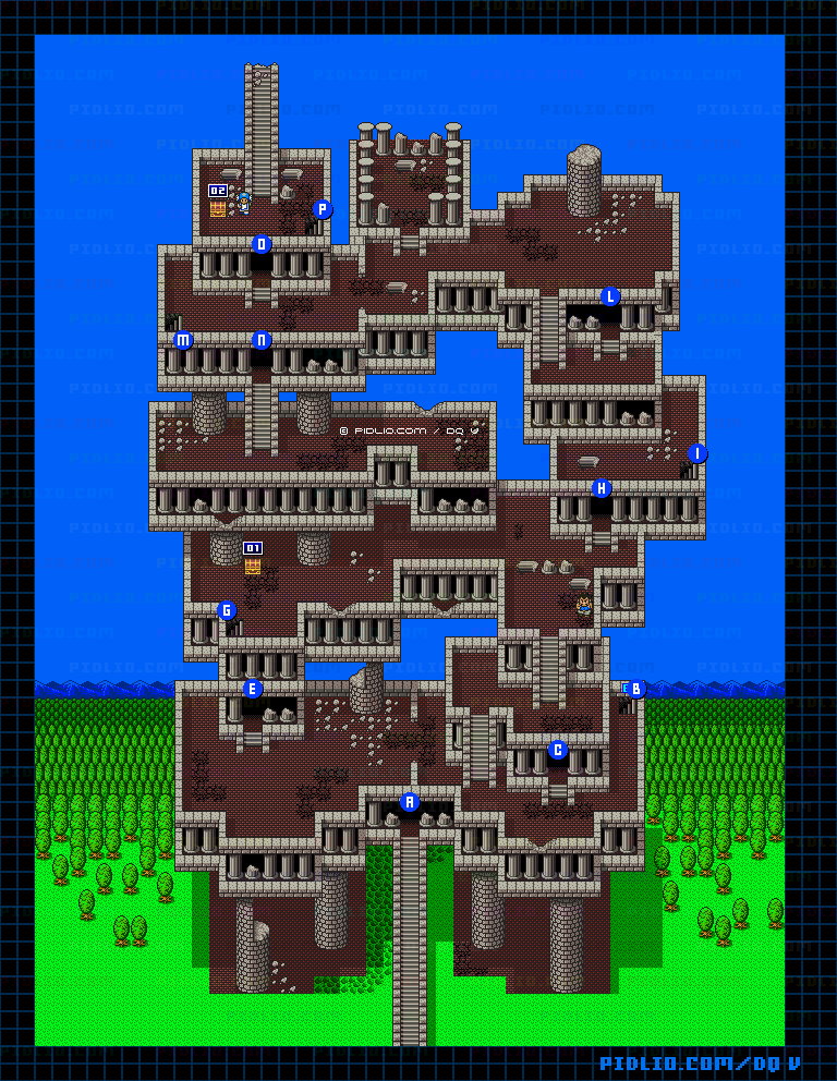 天空への塔・外観のマップ画像 ／ SFC版ドラゴンクエストV攻略 ─ pidlio.com