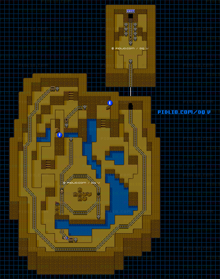 トロッコ洞窟（地下遺跡の洞窟）B3のマップ画像 ／ SFC版ドラゴンクエストV攻略 ─ pidlio.com
