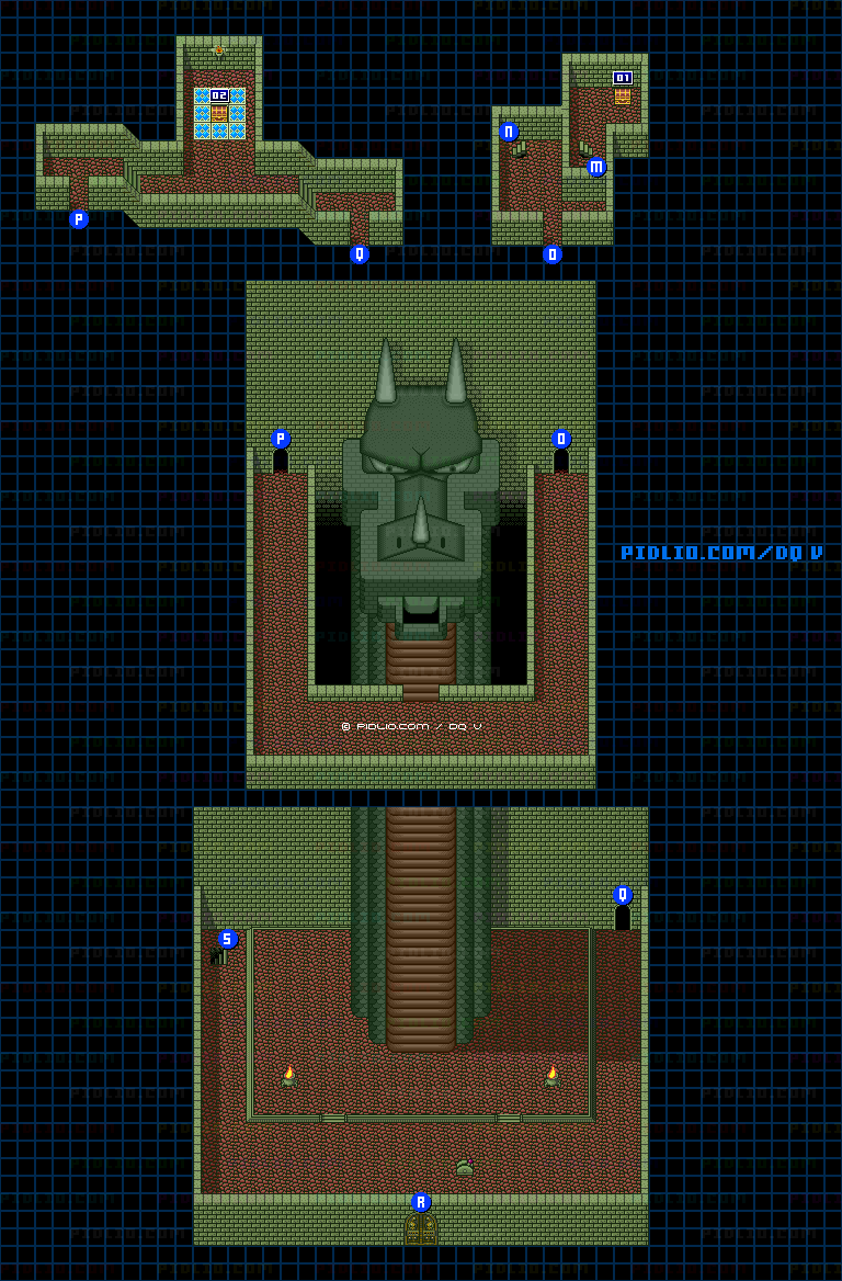 ボブルの塔・下層部のマップ画像 ／ SFC版ドラゴンクエストV攻略 ─ pidlio.com