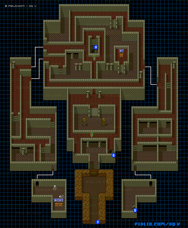 大神殿・地下迷宮のマップ画像 ／ SFC版ドラゴンクエストV攻略 ─ pidlio.com