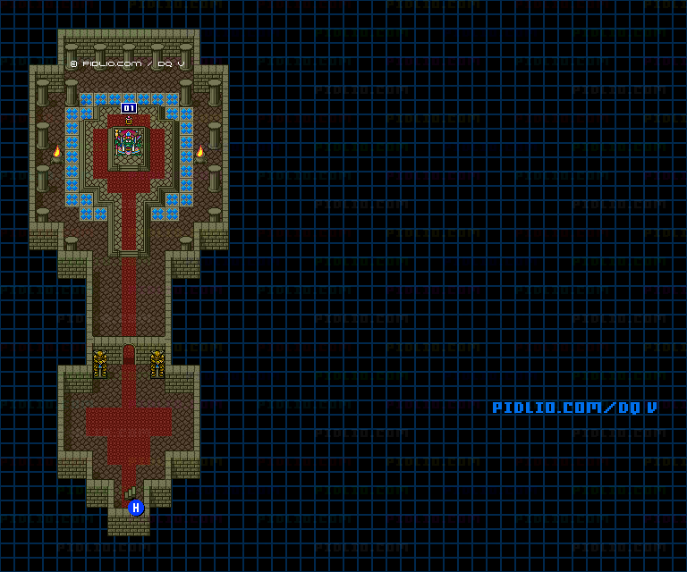 大神殿・イブールの部屋のマップ画像 ／ SFC版ドラゴンクエストV攻略 ─ pidlio.com