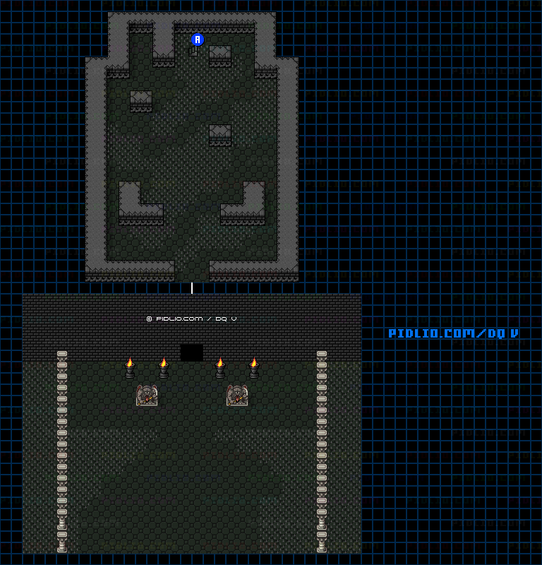 エビルマウンテン1F東側のマップ画像 ／ SFC版ドラゴンクエストV攻略 ─ pidlio.com