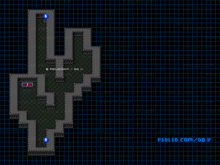 エビルマウンテン2F東側のマップ画像 ／ SFC版ドラゴンクエストV攻略 ─ pidlio.com