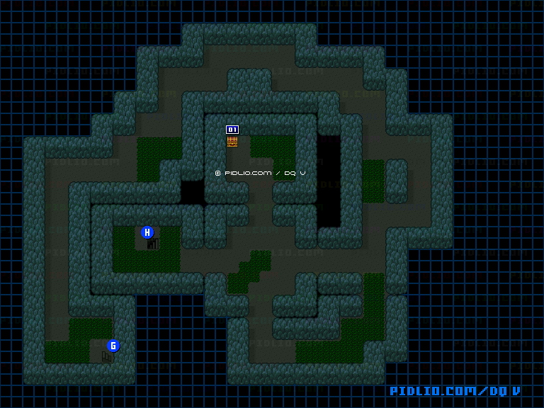 謎の洞窟（隠しダンジョン）のマップ画像 ／ SFC版ドラゴンクエストV攻略 ─ pidlio.com