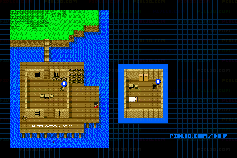 ビスタの港(青年時代後半)のマップ画像 / SFC版ドラゴンクエストV攻略 ─ pidlio.com