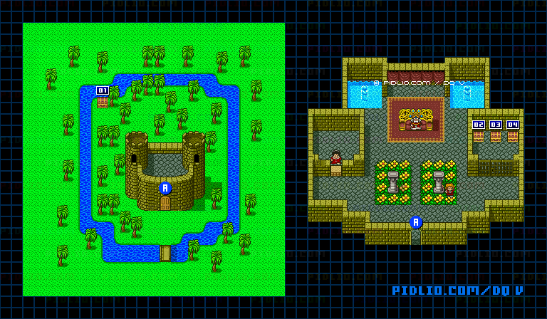 メダル王の城のマップ画像 ／ SFC版ドラゴンクエストV攻略 ─ pidlio.com