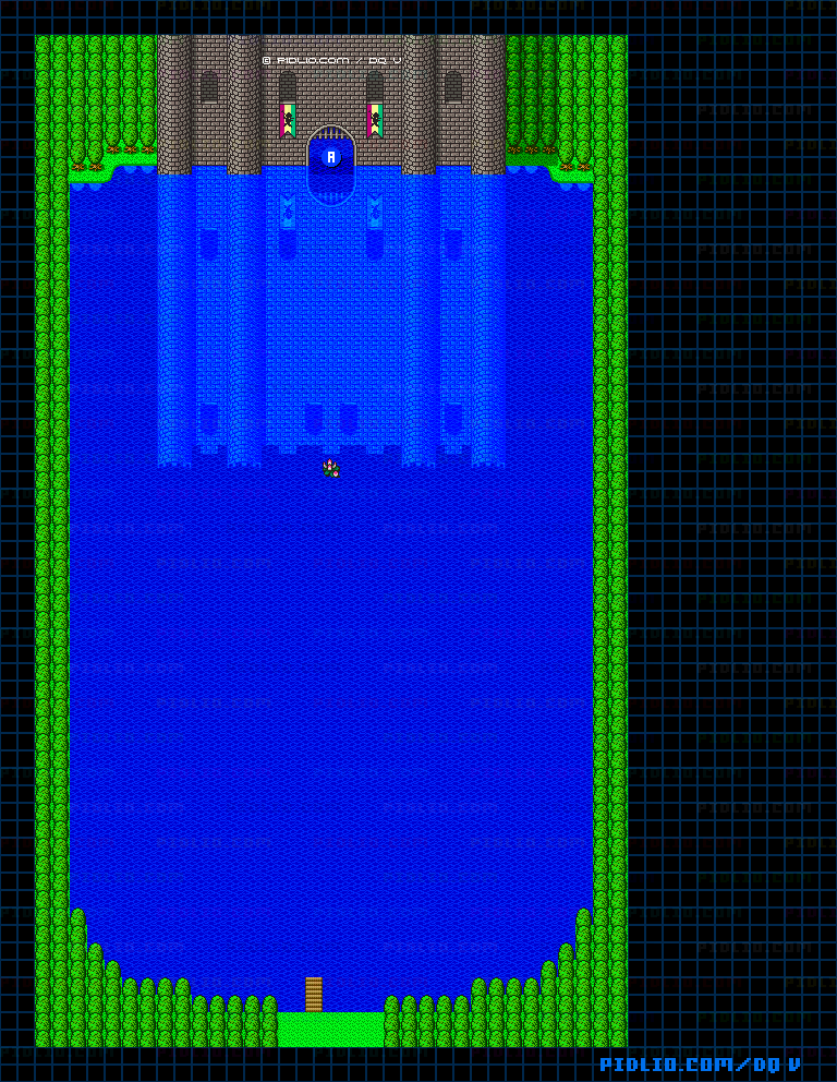妖精の城・霧が晴れた湖のマップ画像 ／ SFC版ドラゴンクエストV攻略 ─ pidlio.com