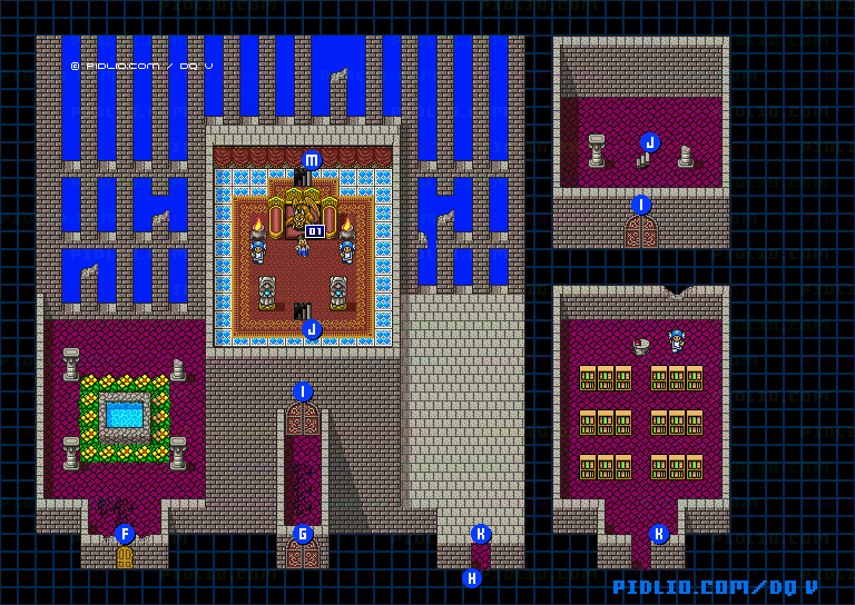 天空城・城内2Fのマップ画像 / SFC版ドラゴンクエストV攻略 ─ pidlio.com