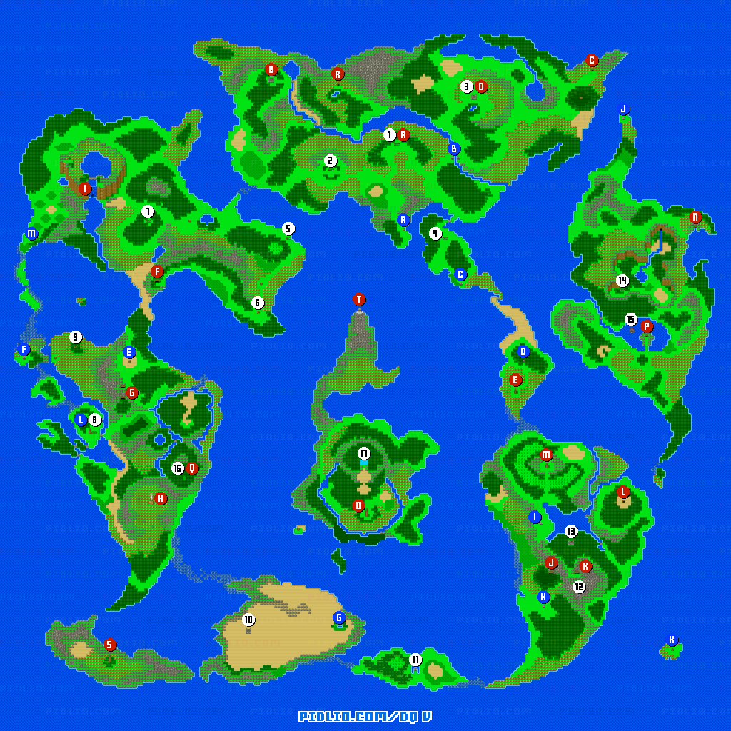 ワールドマップ（世界地図）画像 ／ SFC版ドラゴンクエストV攻略 ─ pidlio.com