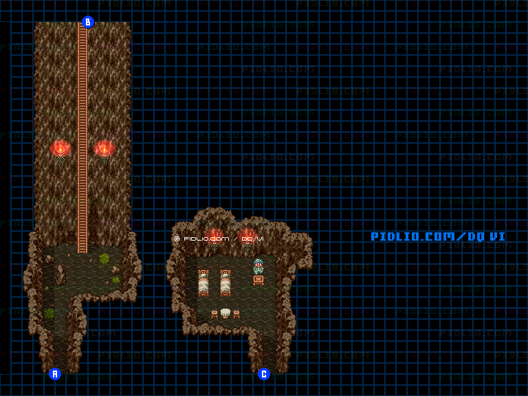 【夢の世界】山肌の道・西側のマップ画像 ／ SFC版ドラゴンクエスト6攻略 ─ pidlio.com