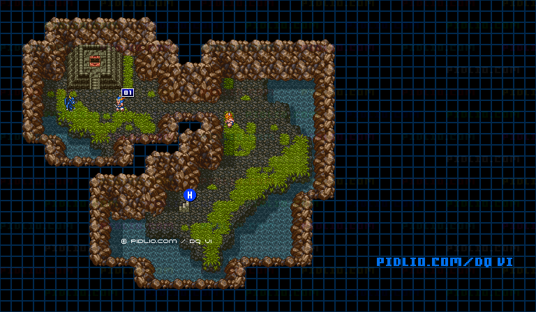 【夢の世界】アモール北の洞窟・地下5階のマップ画像 ／ SFC版ドラゴンクエスト6攻略 ─ pidlio.com