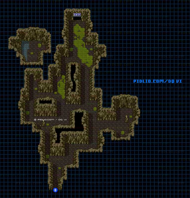 【夢の世界】謎の洞窟前半・第5フロアのマップ画像 ／ SFC版ドラゴンクエスト6攻略 ─ pidlio.com