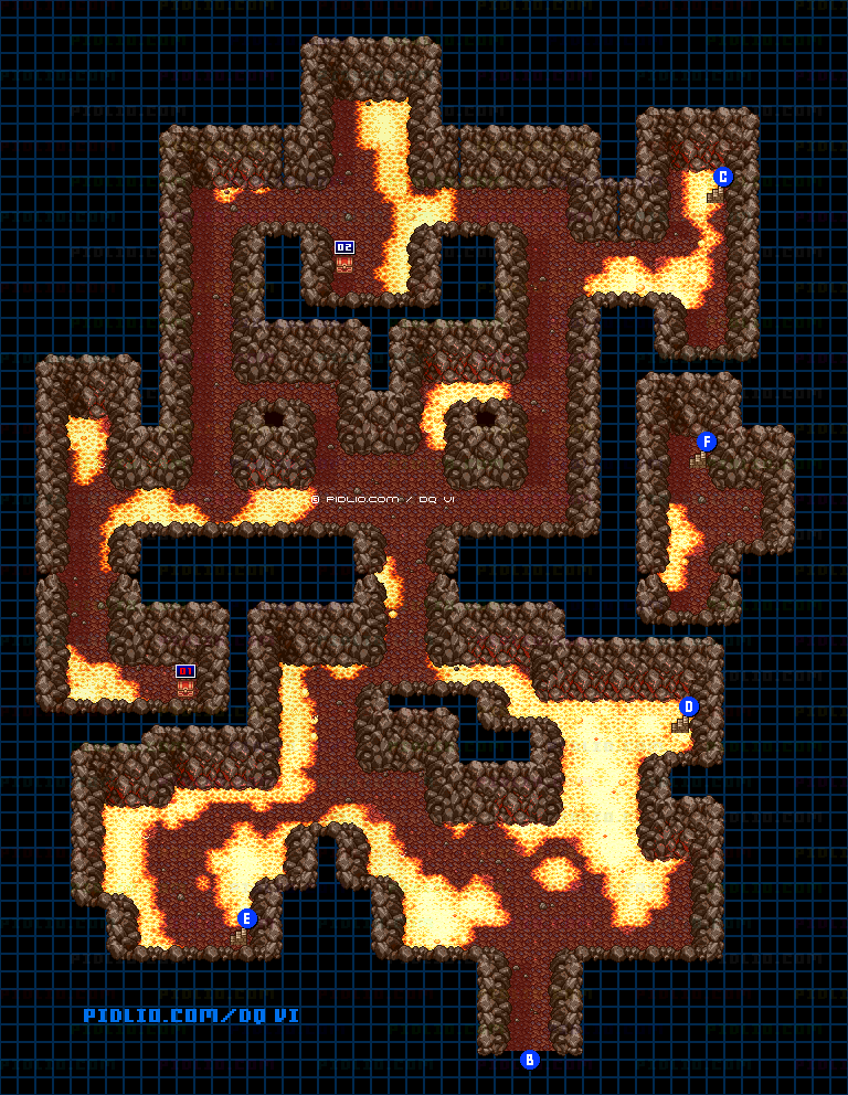 【夢の世界】謎の洞窟後半・のマップ画像 ／ SFC版ドラゴンクエスト6攻略 ─ pidlio.com