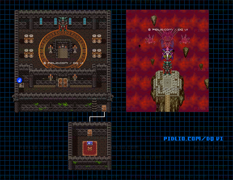 【夢の世界】謎の洞窟後半・のマップ画像 ／ SFC版ドラゴンクエスト6攻略 ─ pidlio.com