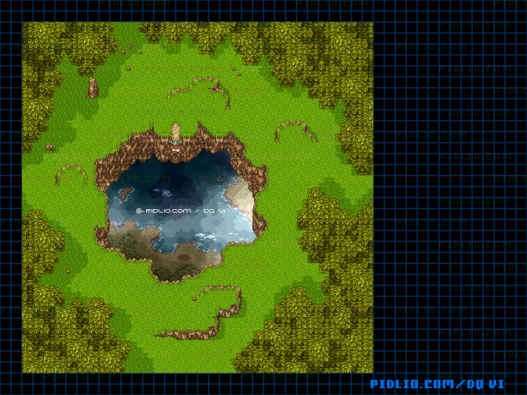 【夢の世界】シエーナ北西の大地の大穴のマップ画像 ／ SFC版ドラゴンクエスト6攻略 ─ pidlio.com