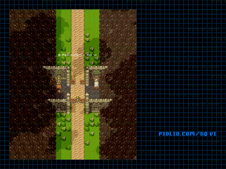 【夢の世界】レイドック北東の関所のマップ画像 ／ SFC版ドラゴンクエスト6攻略 ─ pidlio.com