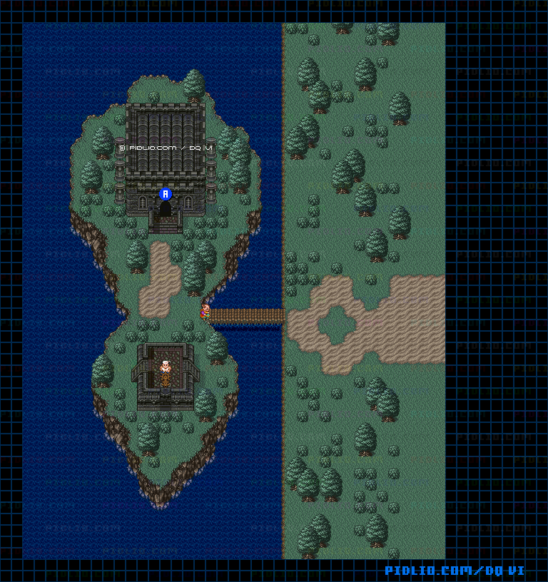 【夢の世界】ひょうたん島・行き・船外のマップ画像 ／ SFC版ドラゴンクエスト6攻略 ─ pidlio.com