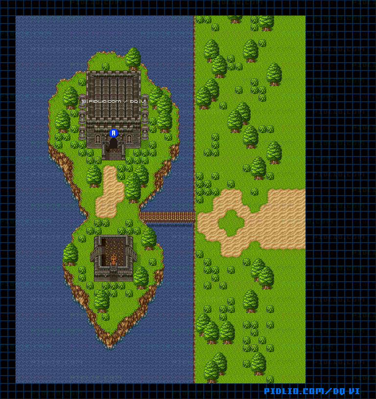 【夢の世界】ひょうたん島・入手後・船外のマップ画像 ／ SFC版ドラゴンクエスト6攻略 ─ pidlio.com