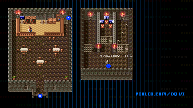 【夢の世界】ひょうたん島・入手後・船内のマップ画像 ／ SFC版ドラゴンクエスト6攻略 ─ pidlio.com