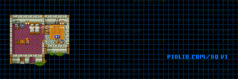 【夢の世界】ダーマ神殿南の小屋のマップ画像 ／ SFC版ドラゴンクエスト6攻略 ─ pidlio.com