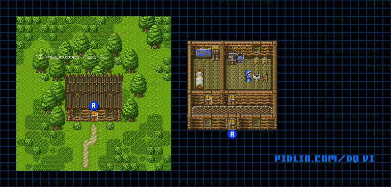 【夢の世界】ゼニス北東の家のマップ画像 ／ SFC版ドラゴンクエスト6攻略 ─ pidlio.com