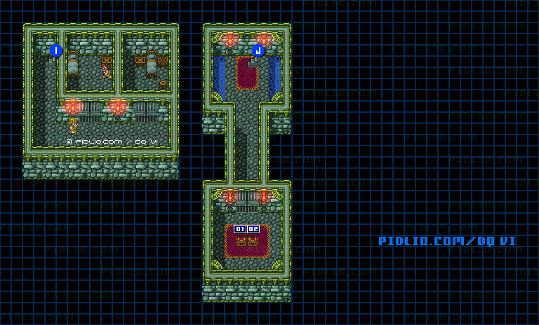 【夢の世界】レイドック城・地下のマップ画像 ／ SFC版ドラゴンクエスト6攻略 ─ pidlio.com