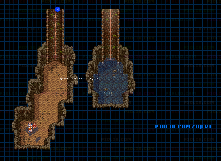 【夢の世界】カルカドの町・井戸のマップ画像 ／ SFC版ドラゴンクエスト6攻略 ─ pidlio.com