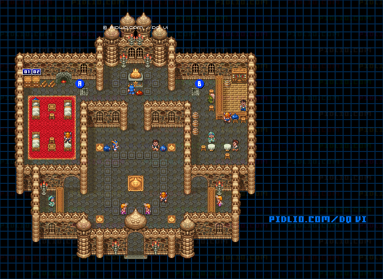 【夢の世界】スライム格闘場・1階のマップ画像 ／ SFC版ドラゴンクエスト6攻略 ─ pidlio.com