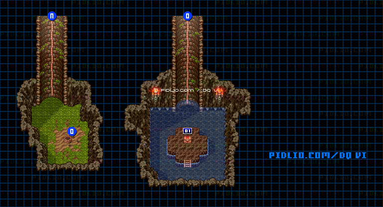 【夢の世界】カルベローナの町・井戸のマップ画像 ／ SFC版ドラゴンクエスト6攻略 ─ pidlio.com